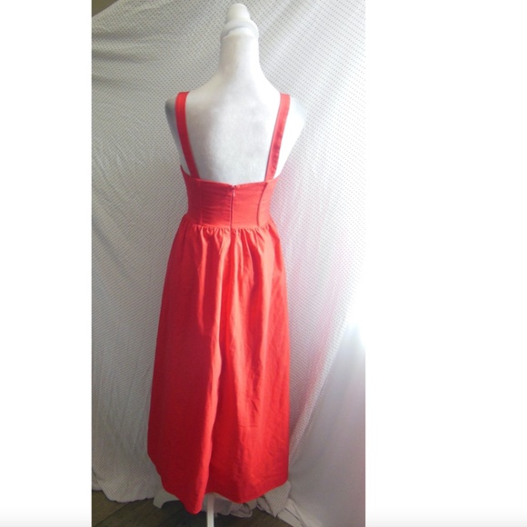 NEW ASTR The Label RED Sweetheart CORSET Linen A-LINE Midi DRESS XS - Picture 7 of 16